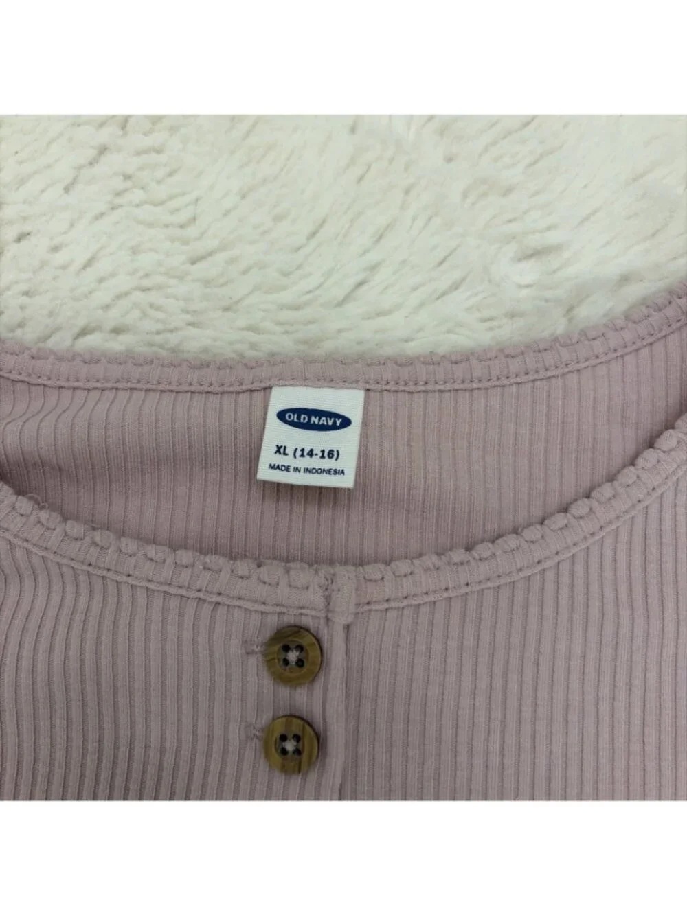 Old Navy Girls Lilac Ribbed Shirt XL 14 16 Ruffle 90s